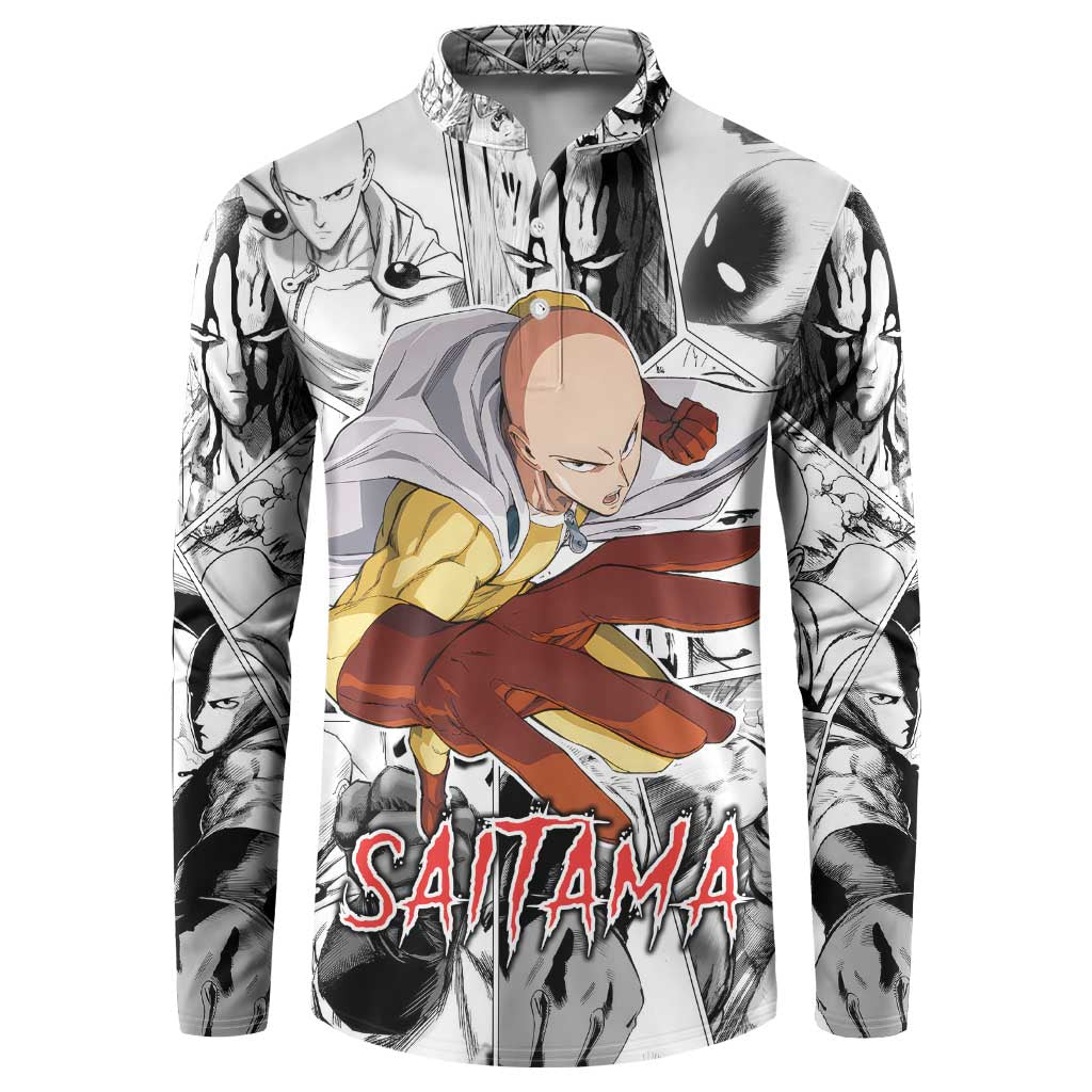 Saitama - One Punch Man Button Sweatshirt Anime Mix Manga Style