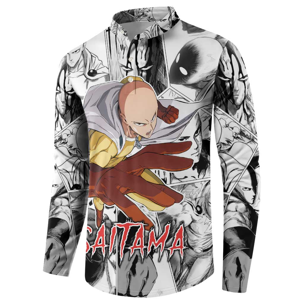Saitama - One Punch Man Button Sweatshirt Anime Mix Manga Style