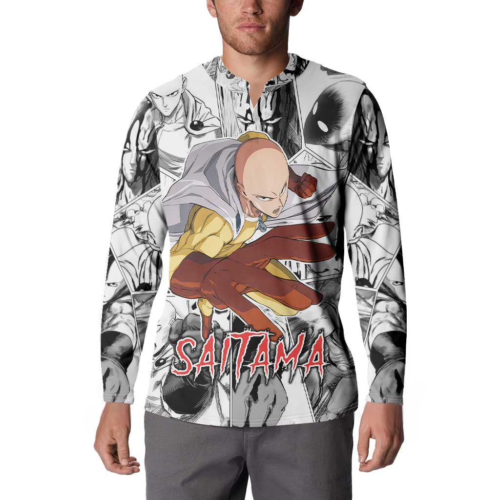 Saitama - One Punch Man Button Sweatshirt Anime Mix Manga Style