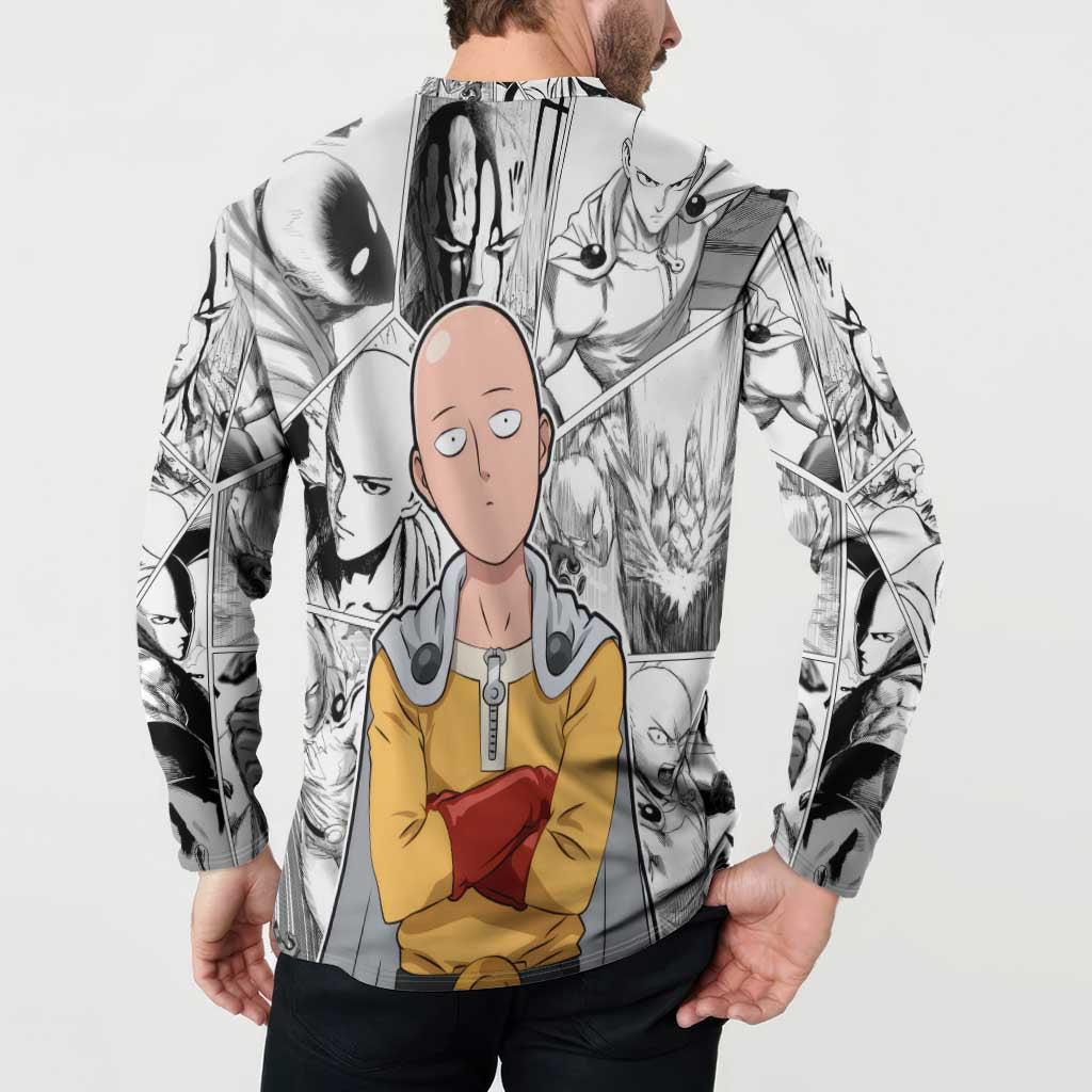 Saitama - One Punch Man Button Sweatshirt Anime Mix Manga Style