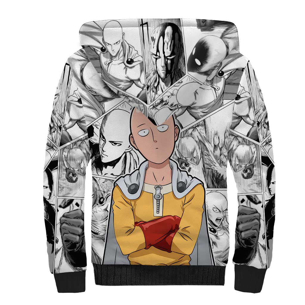 Saitama - One Punch Man Sherpa Hoodie Anime Mix Manga Style