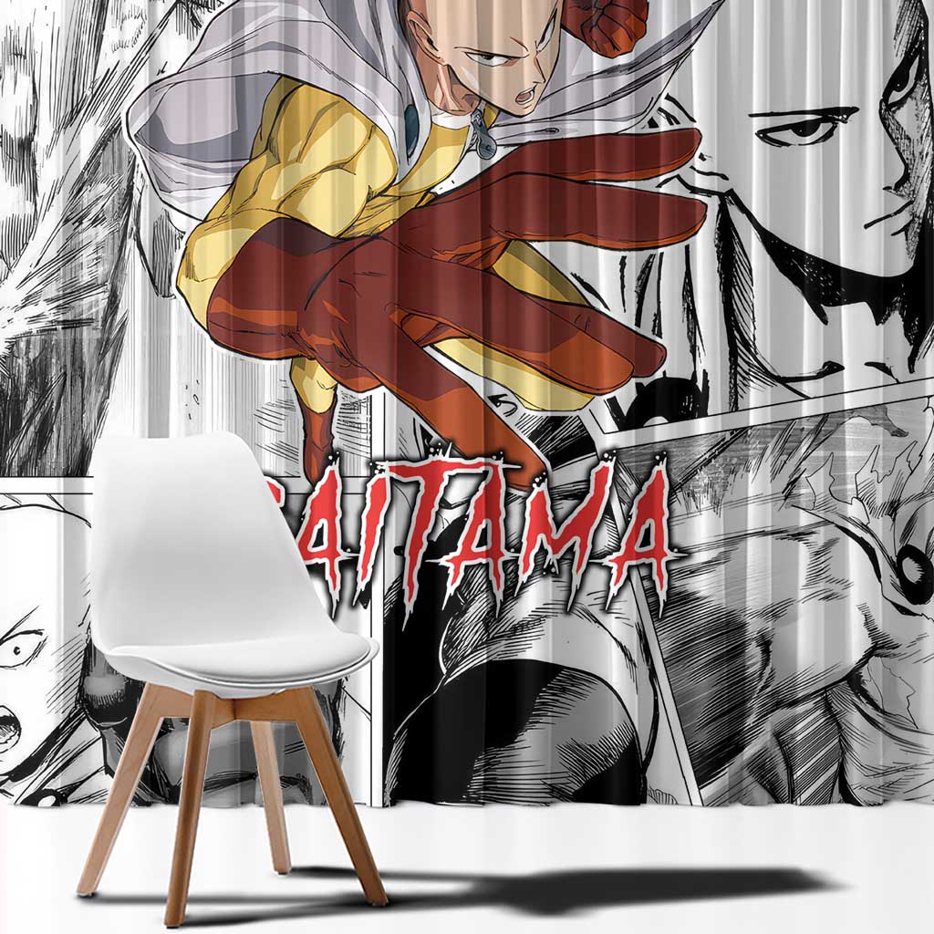 Saitama - One Punch Man Window Curtain Anime Mix Manga Style