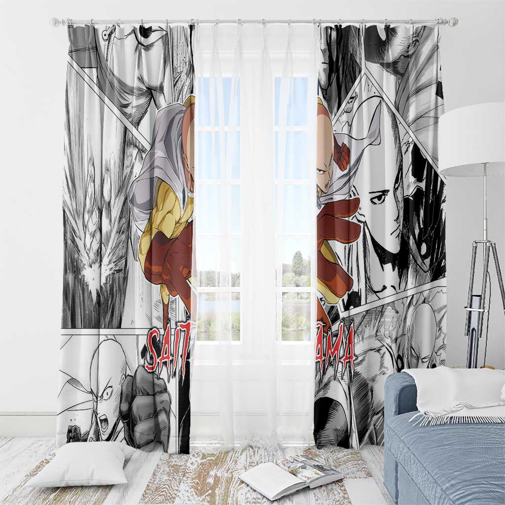 Saitama - One Punch Man Window Curtain Anime Mix Manga Style