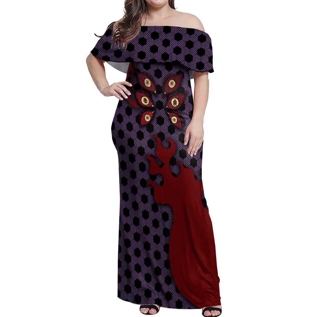 Kokushibou - Demon Slayer Off Shoulder Maxi Dress Anime Style