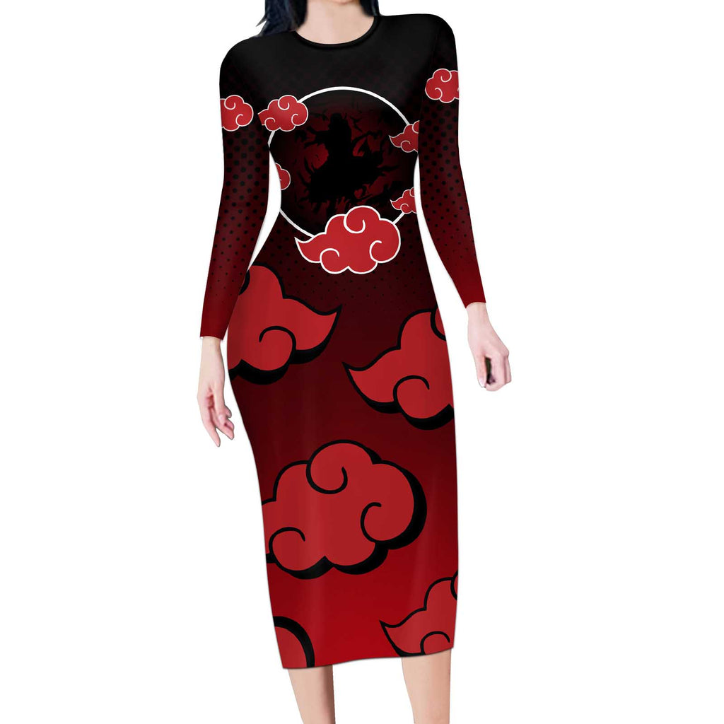Akatsuki Itachi Uchiha - Naruto Long Sleeve Bodycon Dress Anime Style