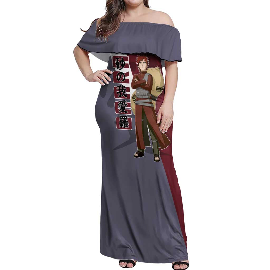 Gaara - Naruto Off Shoulder Maxi Dress Anime Style