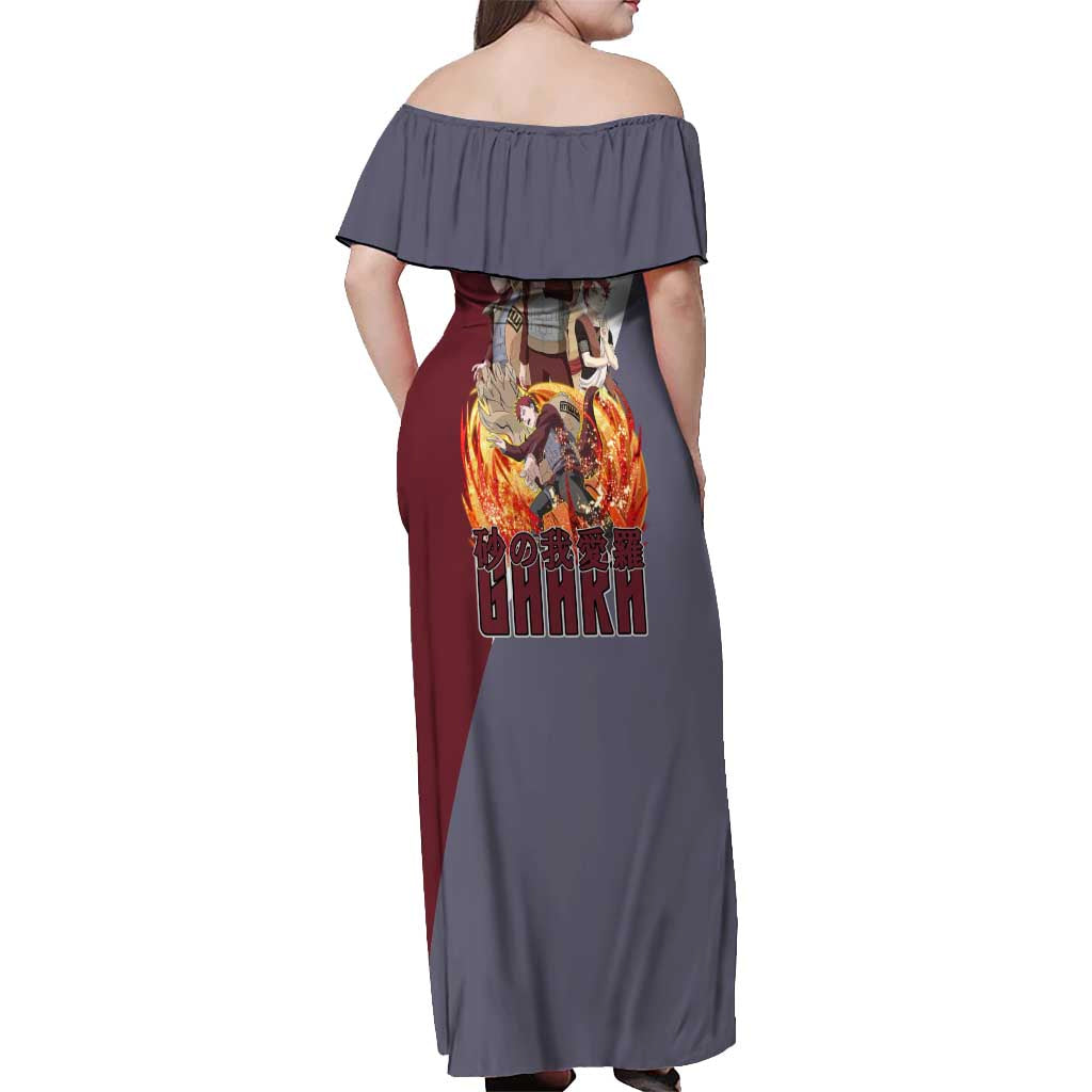 Gaara - Naruto Off Shoulder Maxi Dress Anime Style
