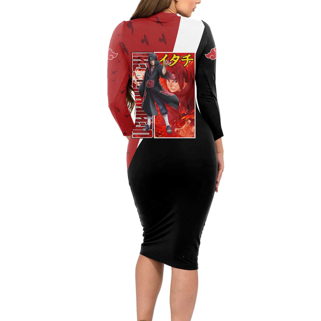 Uchiha Itachi - Naruto Long Sleeve Bodycon Dress Anime Style