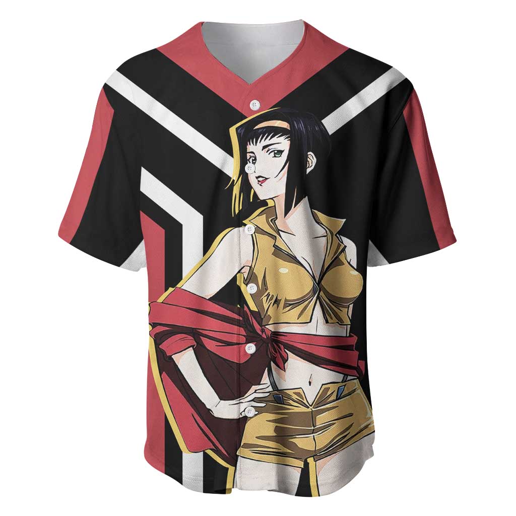 Faye Valentine Cowboy Bebop Baseball Jersey with Confident Pose and Stylish Space Design - The Mazicc