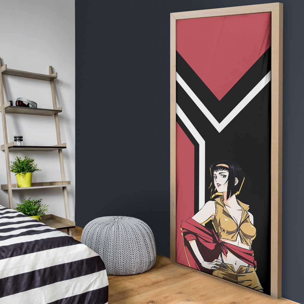 Faye Valentine Cowboy Bebop Door Cover with Confident Pose and Stylish Space Design - The Mazicc