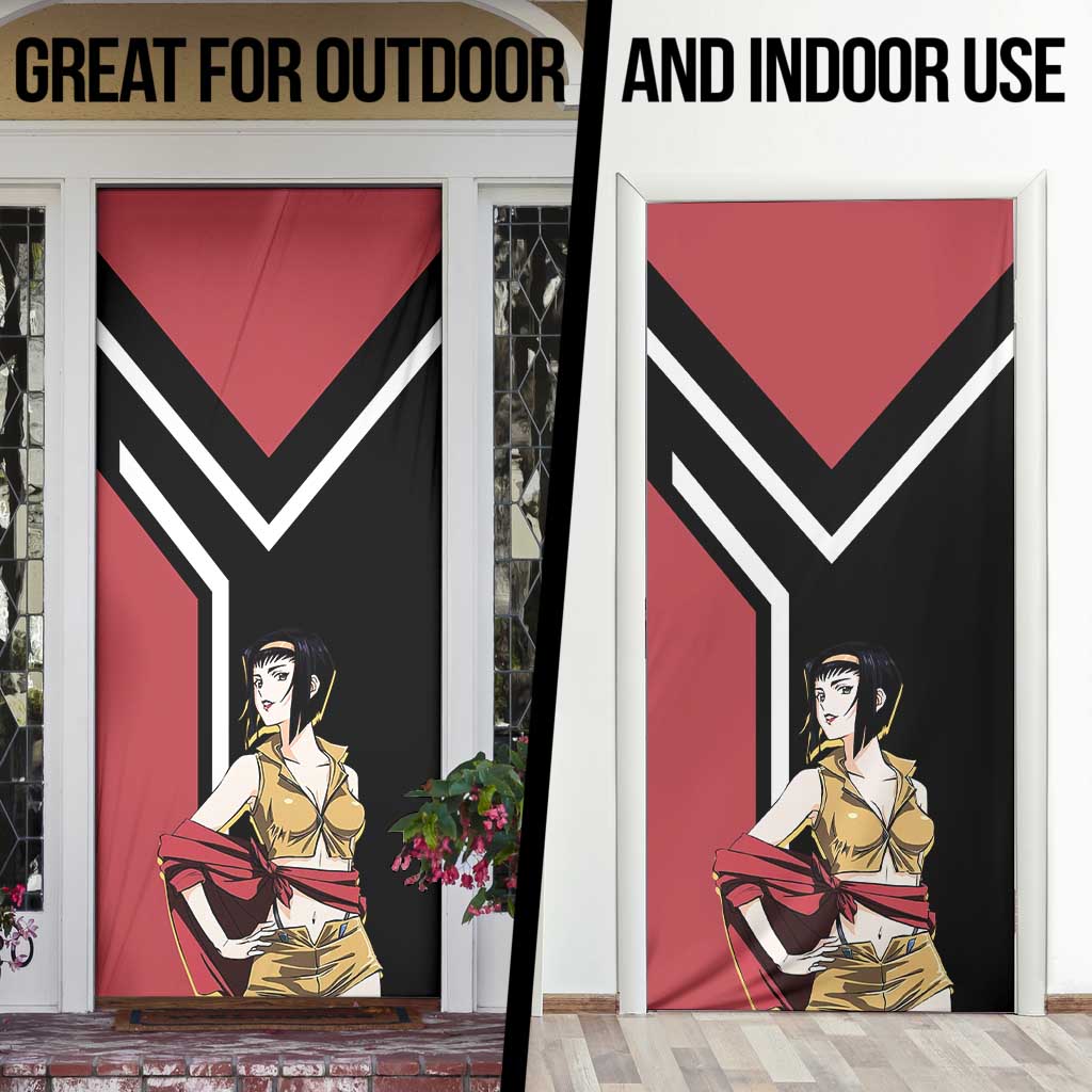 Faye Valentine Cowboy Bebop Door Cover with Confident Pose and Stylish Space Design - The Mazicc