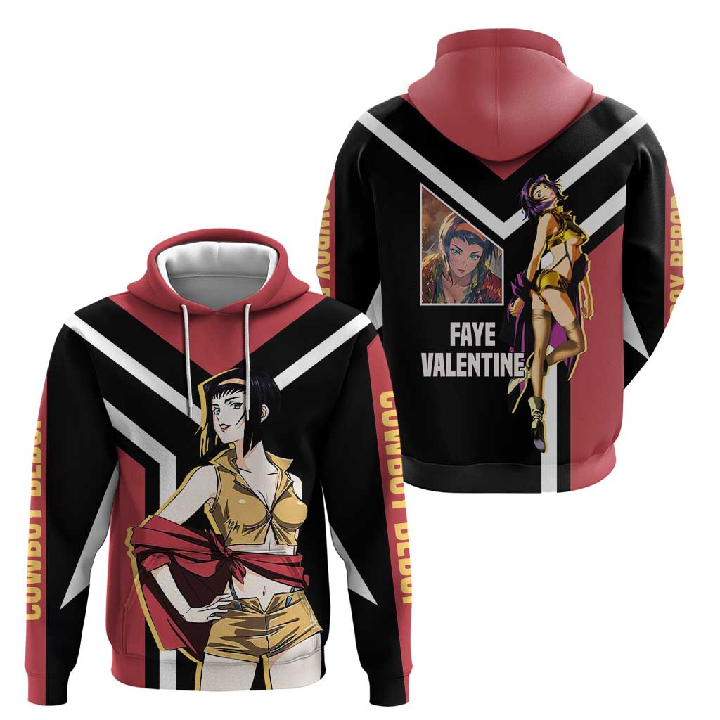 Faye Valentine Cowboy Bebop Hoodie with Confident Pose and Stylish Space Design - The Mazicc