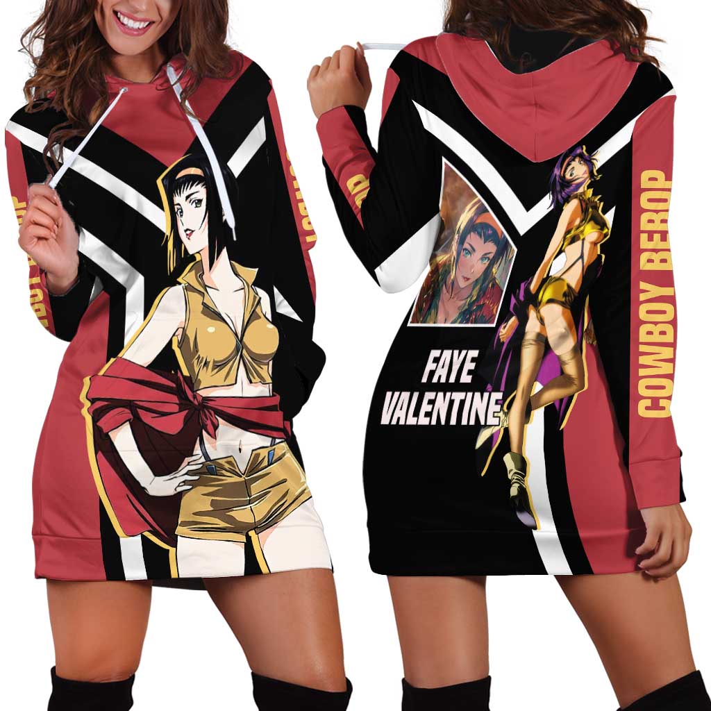 Faye Valentine Cowboy Bebop Hoodie Dress with Confident Pose and Stylish Space Design - The Mazicc