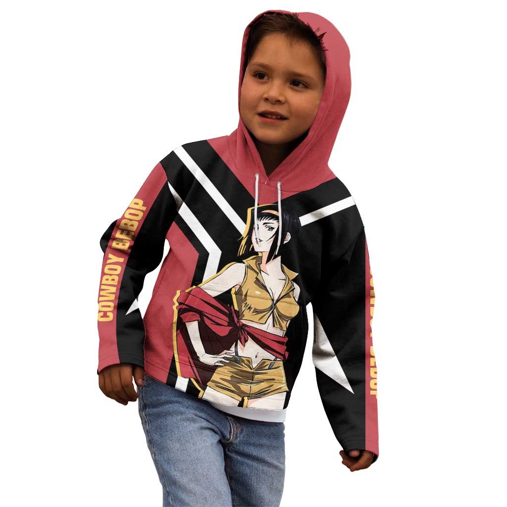 Faye Valentine Cowboy Bebop Kid Hoodie with Confident Pose and Stylish Space Design - The Mazicc