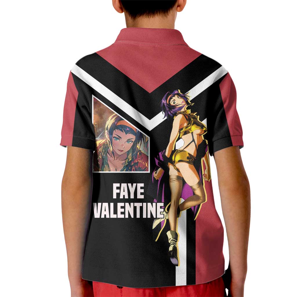 Faye Valentine Cowboy Bebop Kid Polo Shirt with Confident Pose and Stylish Space Design - The Mazicc