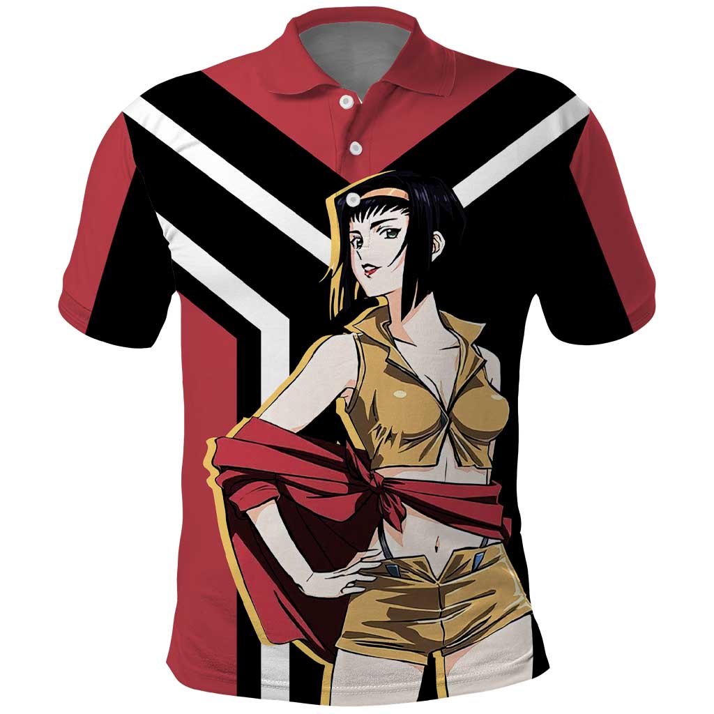 Faye Valentine Cowboy Bebop Polo Shirt with Confident Pose and Stylish Space Design - The Mazicc