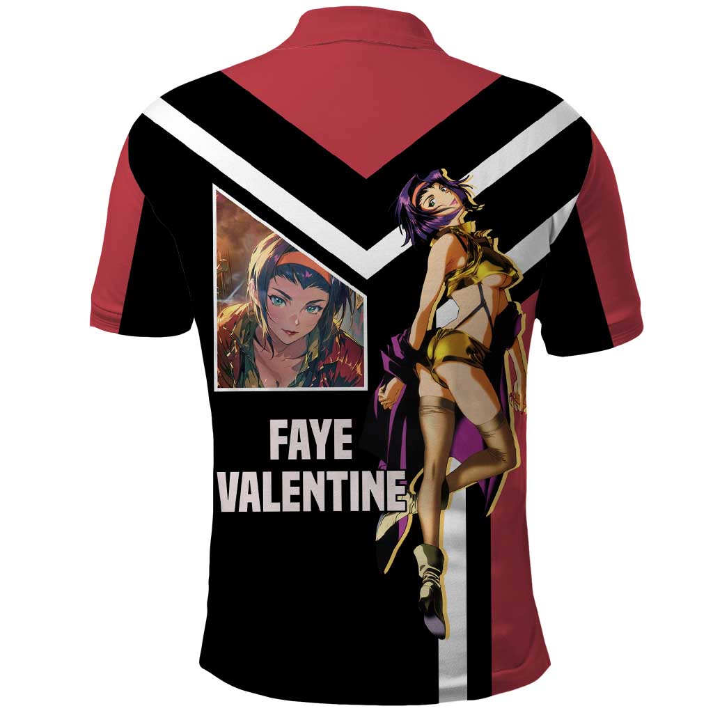 Faye Valentine Cowboy Bebop Polo Shirt with Confident Pose and Stylish Space Design - The Mazicc