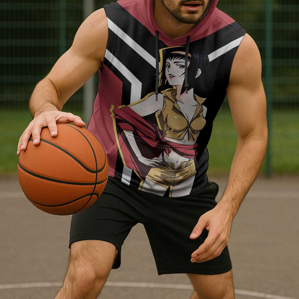 Faye Valentine Cowboy Bebop Sleeveless Hoodie with Confident Pose and Stylish Space Design - The Mazicc