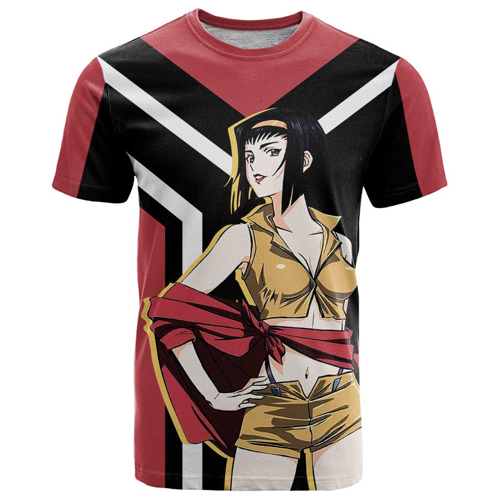 Faye Valentine Cowboy Bebop T Shirt with Confident Pose and Stylish Space Design - The Mazicc