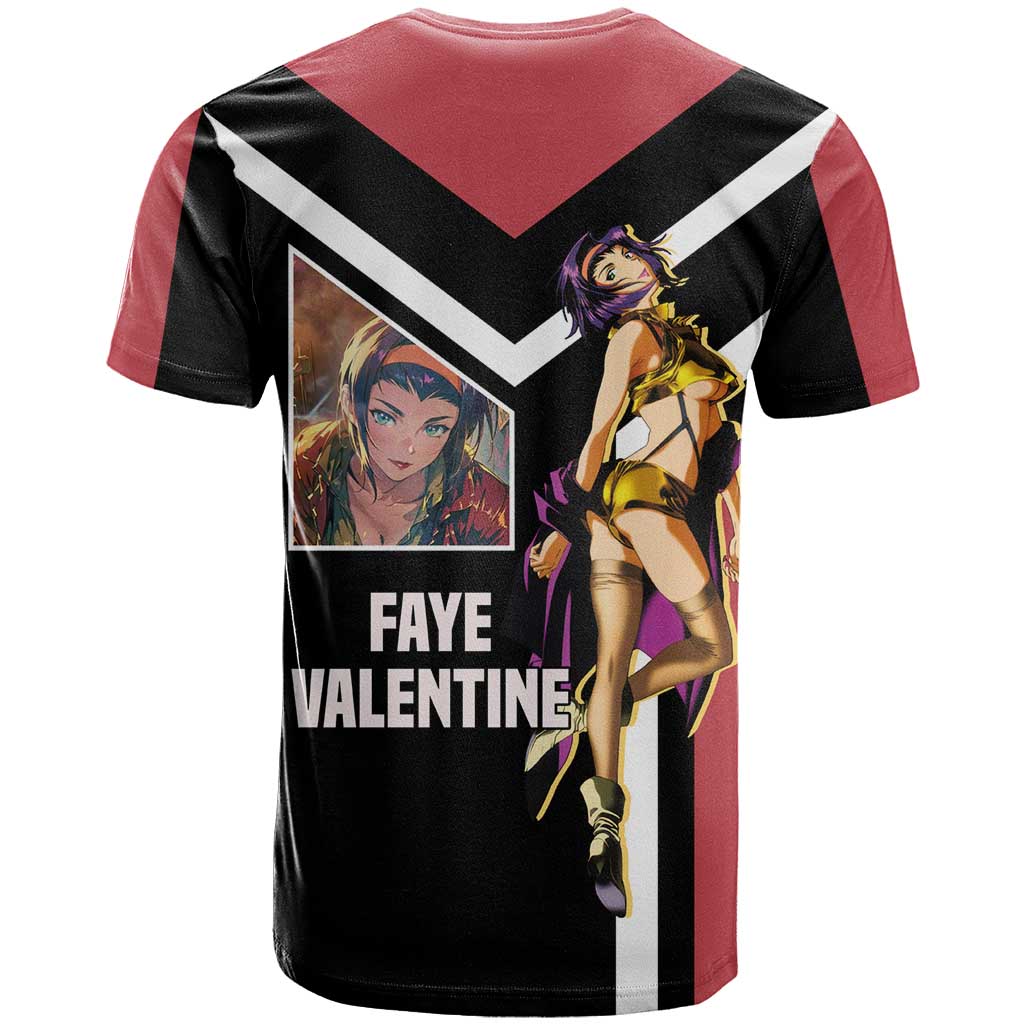 Faye Valentine Cowboy Bebop T Shirt with Confident Pose and Stylish Space Design - The Mazicc