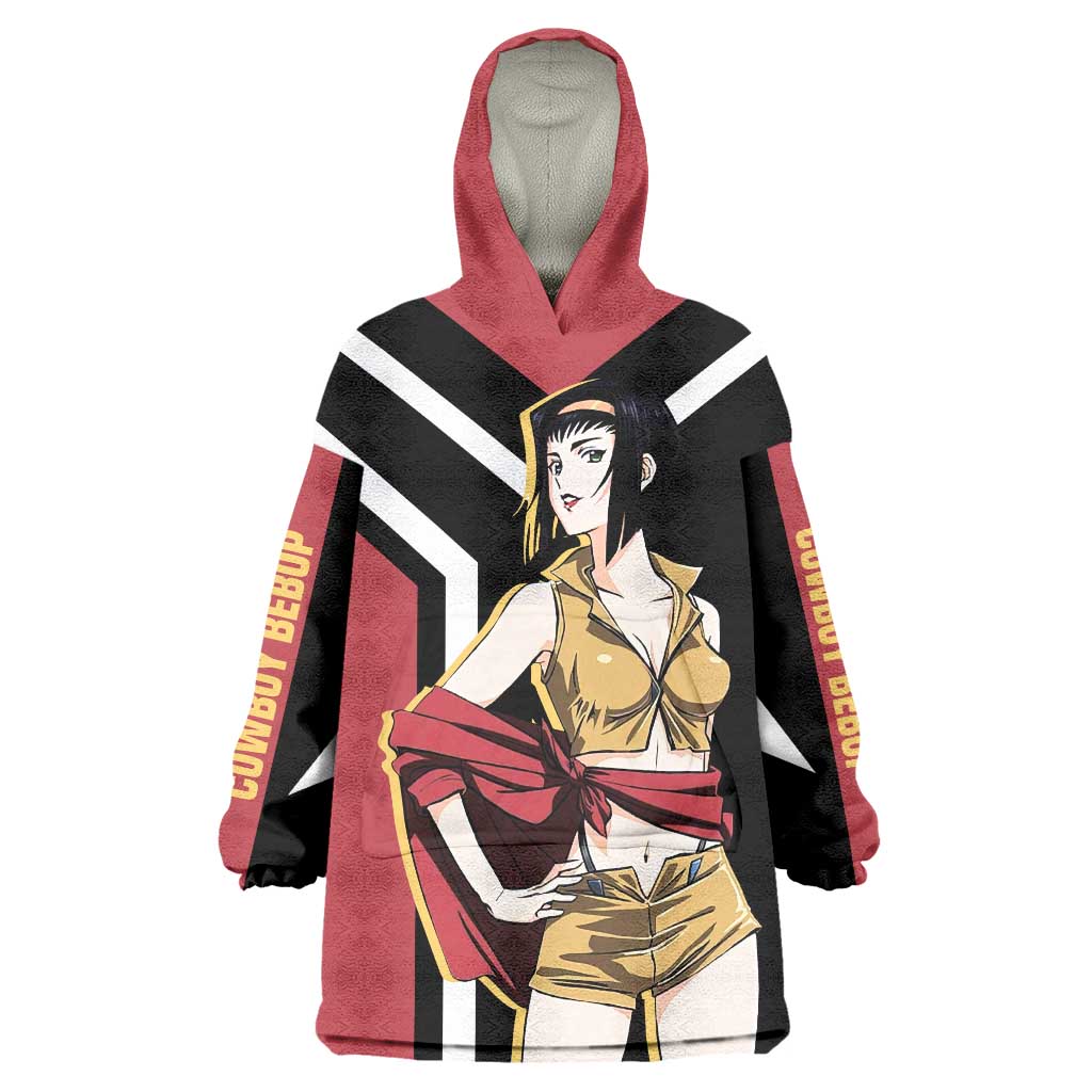 Faye Valentine Cowboy Bebop Wearable Blanket Hoodie with Confident Pose and Stylish Space Design - The Mazicc