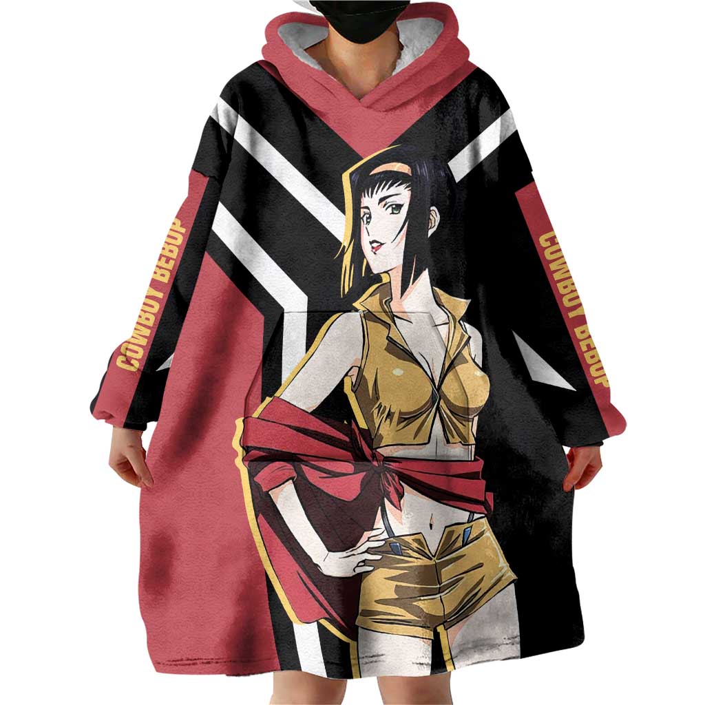 Faye Valentine Cowboy Bebop Wearable Blanket Hoodie with Confident Pose and Stylish Space Design - The Mazicc