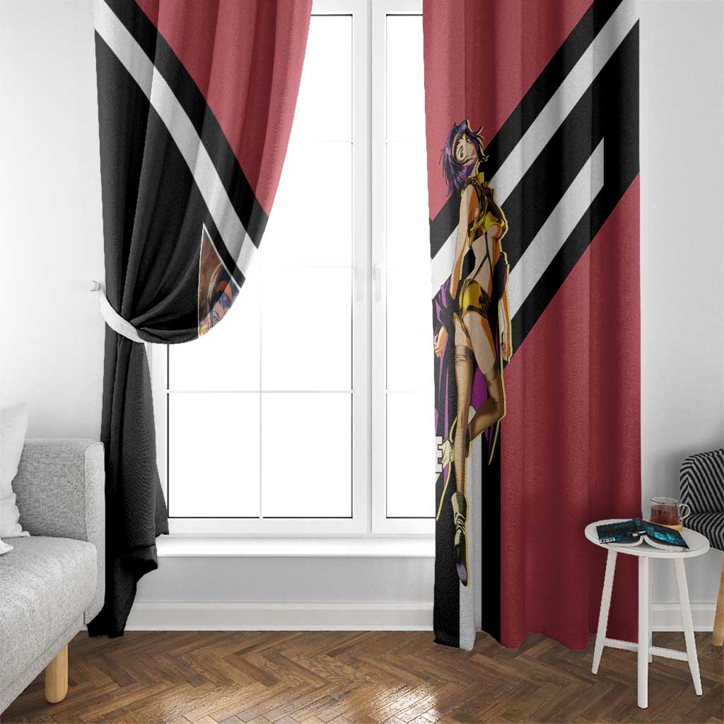 Faye Valentine Cowboy Bebop Window Curtain with Confident Pose and Stylish Space Design - The Mazicc
