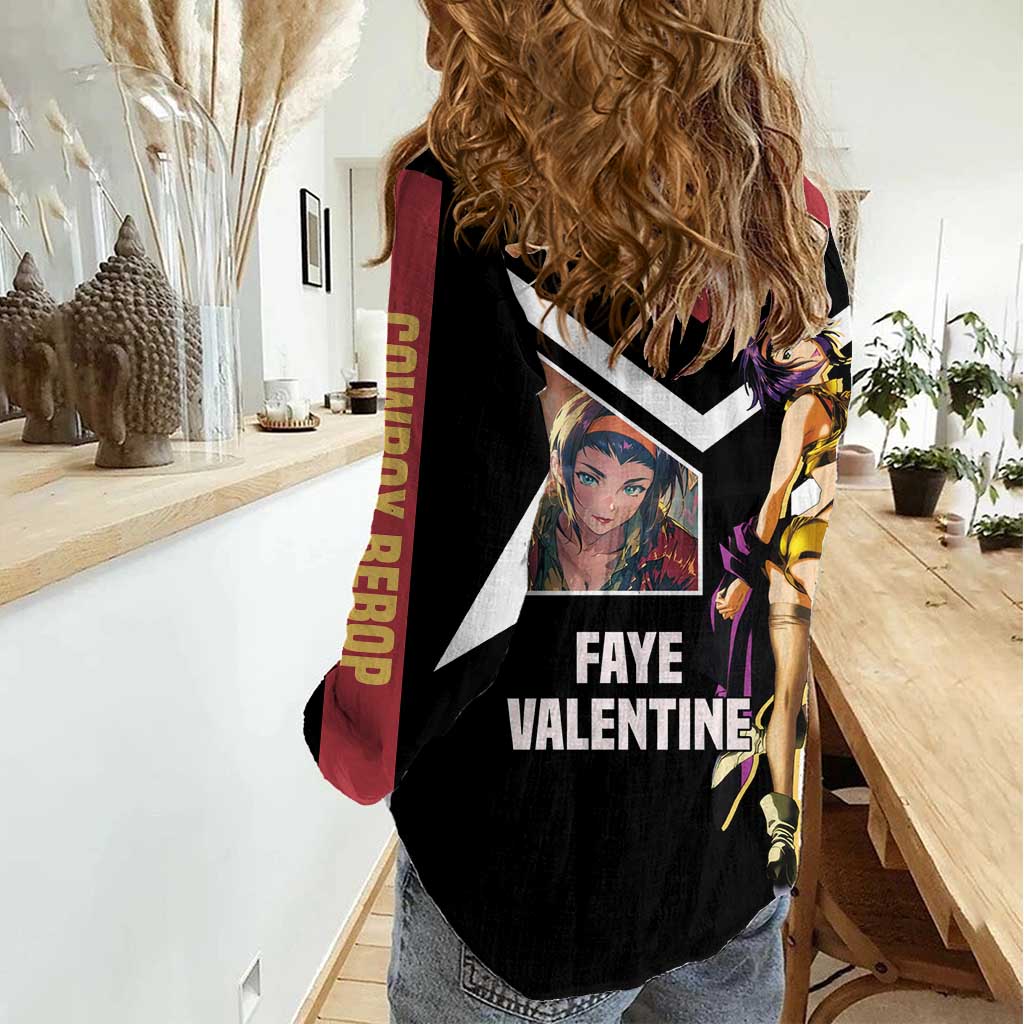 Faye Valentine Cowboy Bebop Women Casual Shirt with Confident Pose and Stylish Space Design - The Mazicc