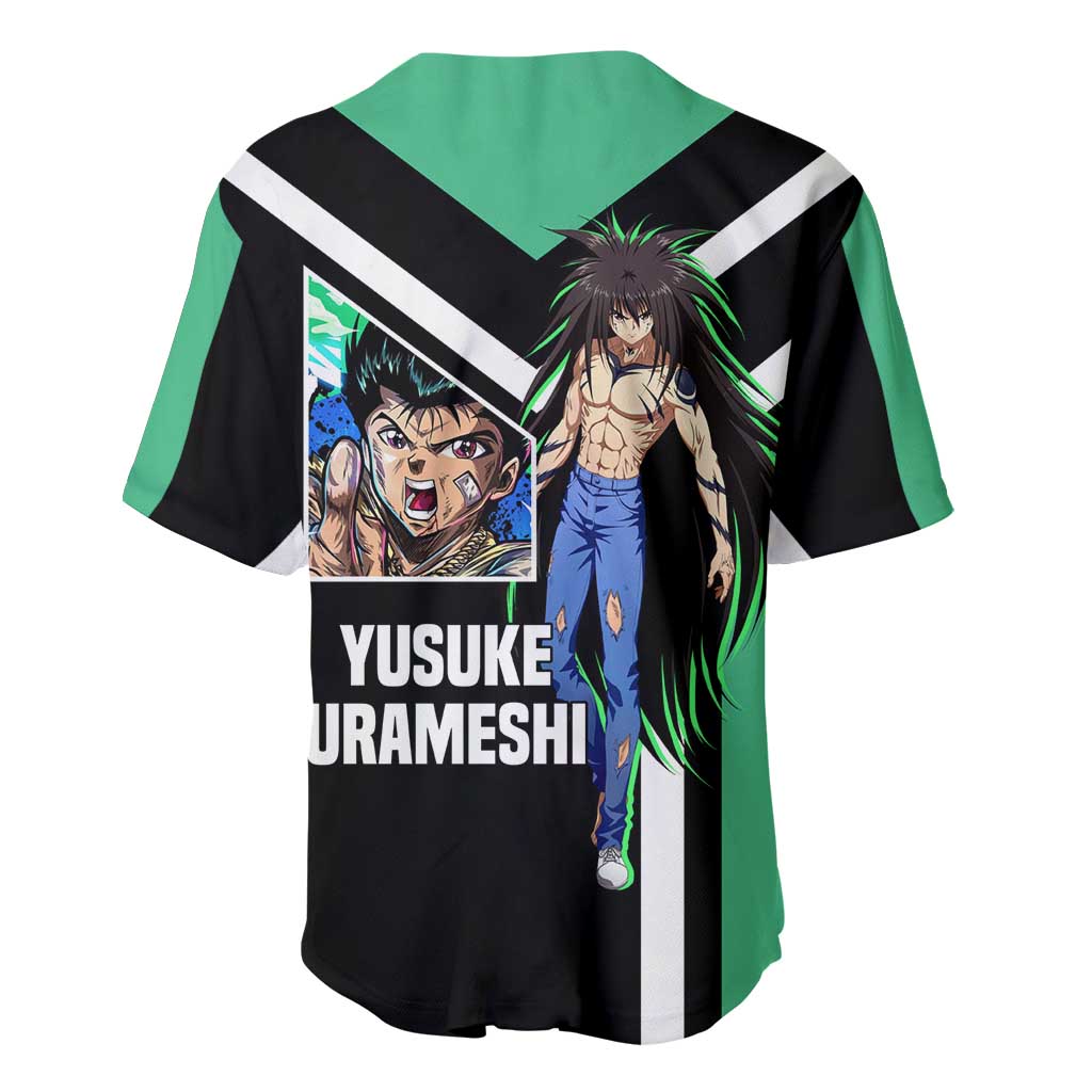 Yusuke Urameshi Yu Yu Hakusho Baseball Jersey with Spirit Gun Pose and Action-Packed Design - The Mazicc