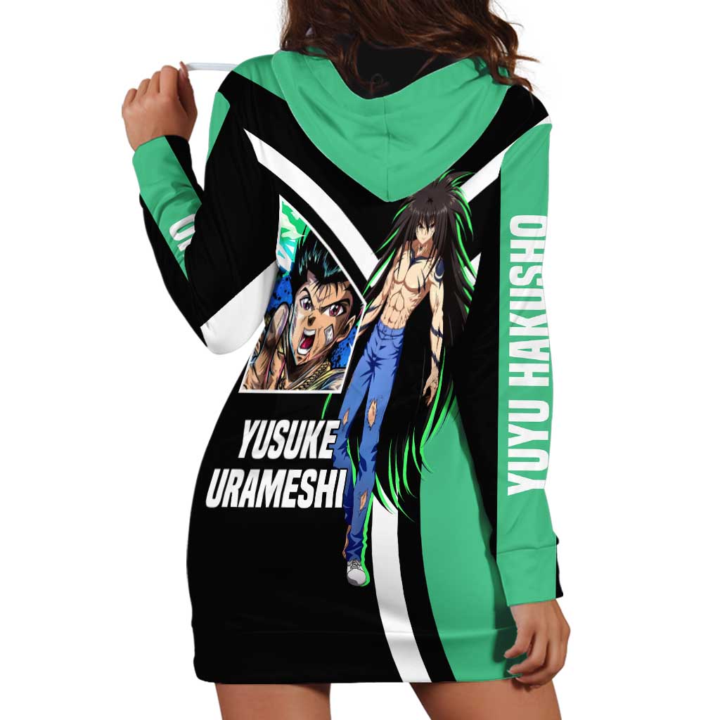 Yusuke Urameshi Yu Yu Hakusho Hoodie Dress with Spirit Gun Pose and Action-Packed Design - The Mazicc