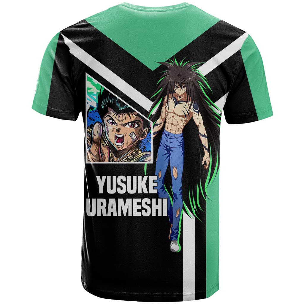 Yusuke Urameshi Yu Yu Hakusho T Shirt with Spirit Gun Pose and Action-Packed Design - The Mazicc