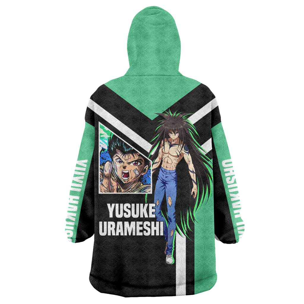 Yusuke Urameshi Yu Yu Hakusho Wearable Blanket Hoodie with Spirit Gun Pose and Action-Packed Design - The Mazicc