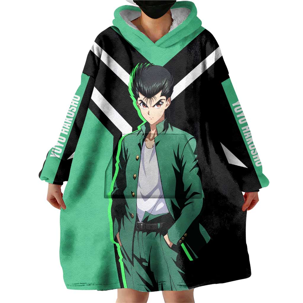 Yusuke Urameshi Yu Yu Hakusho Wearable Blanket Hoodie with Spirit Gun Pose and Action-Packed Design - The Mazicc