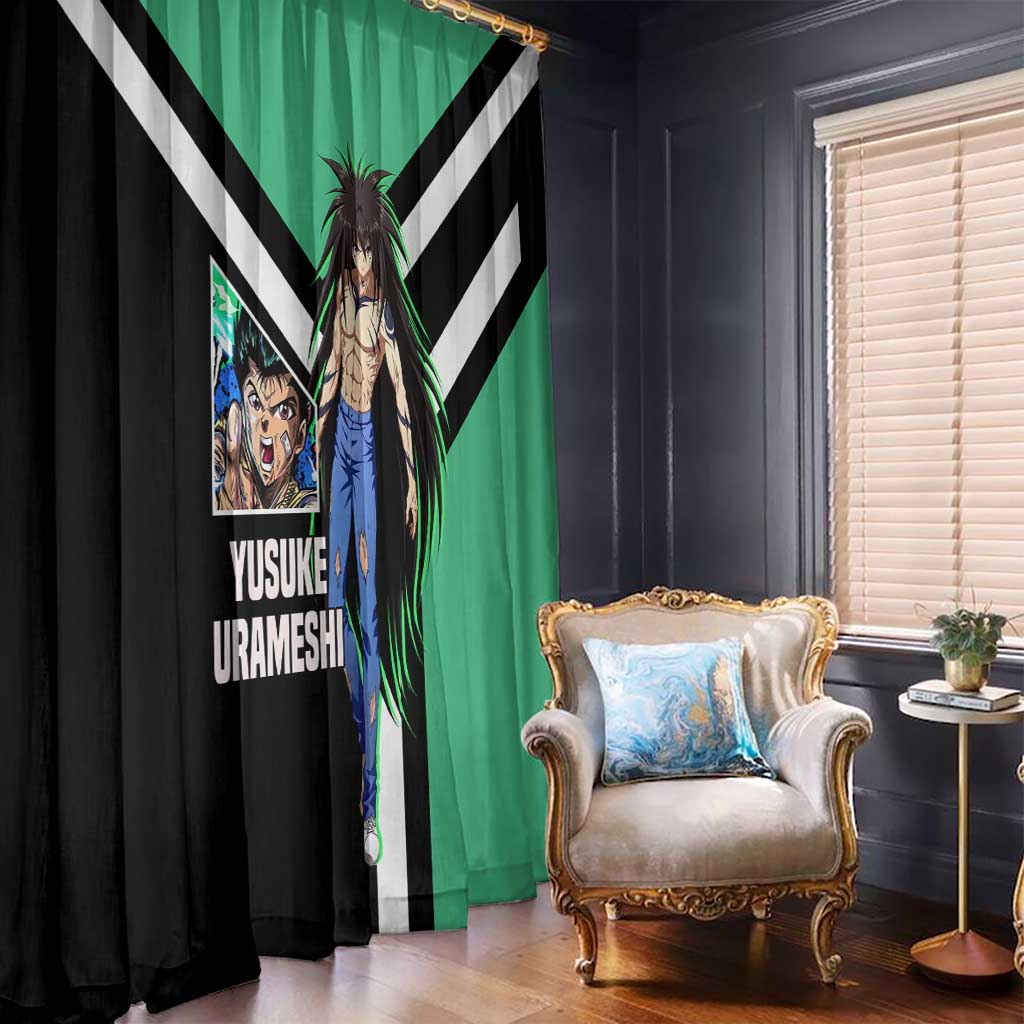 Yusuke Urameshi Yu Yu Hakusho Window Curtain with Spirit Gun Pose and Action-Packed Design - The Mazicc