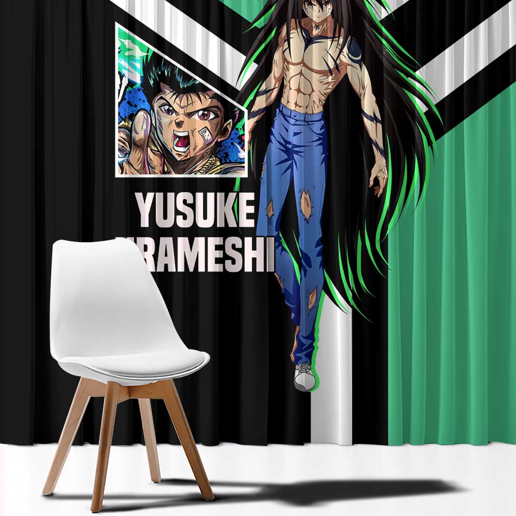 Yusuke Urameshi Yu Yu Hakusho Window Curtain with Spirit Gun Pose and Action-Packed Design - The Mazicc