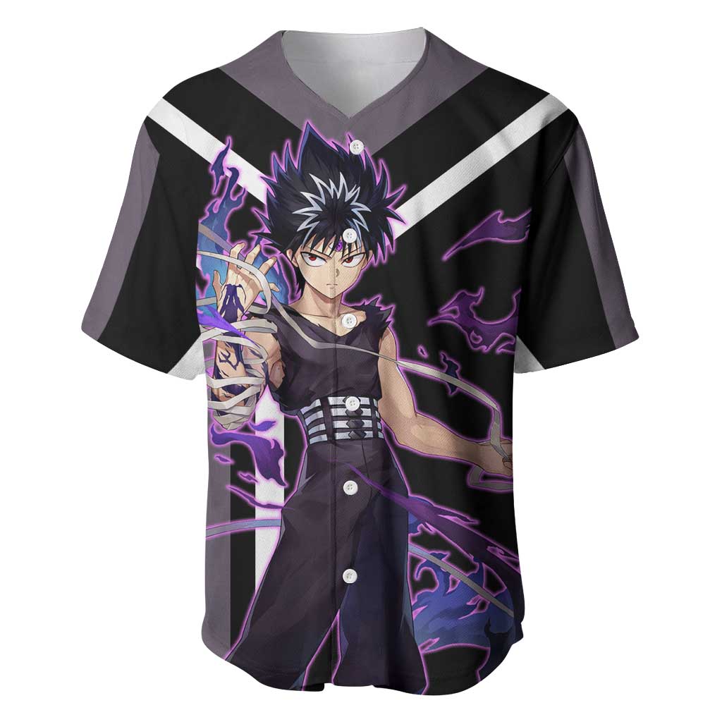 Hiei Yu Yu Hakusho Baseball Jersey with Jagan Eye and Intense Battle Pose Design - The Mazicc
