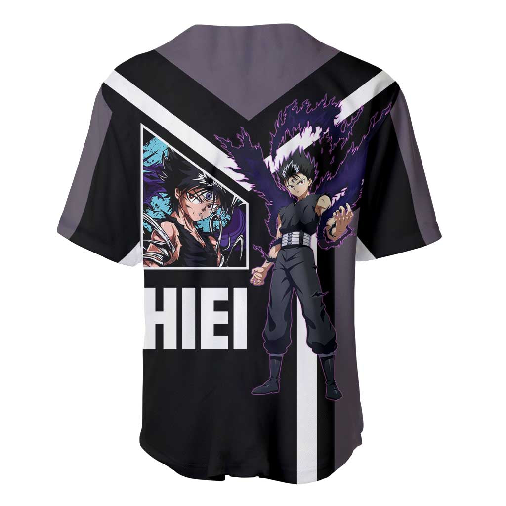 Hiei Yu Yu Hakusho Baseball Jersey with Jagan Eye and Intense Battle Pose Design - The Mazicc