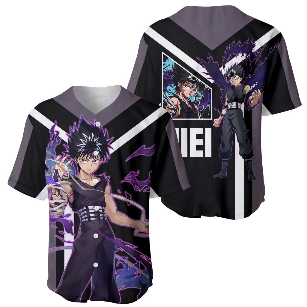 Hiei Yu Yu Hakusho Baseball Jersey with Jagan Eye and Intense Battle Pose Design - The Mazicc