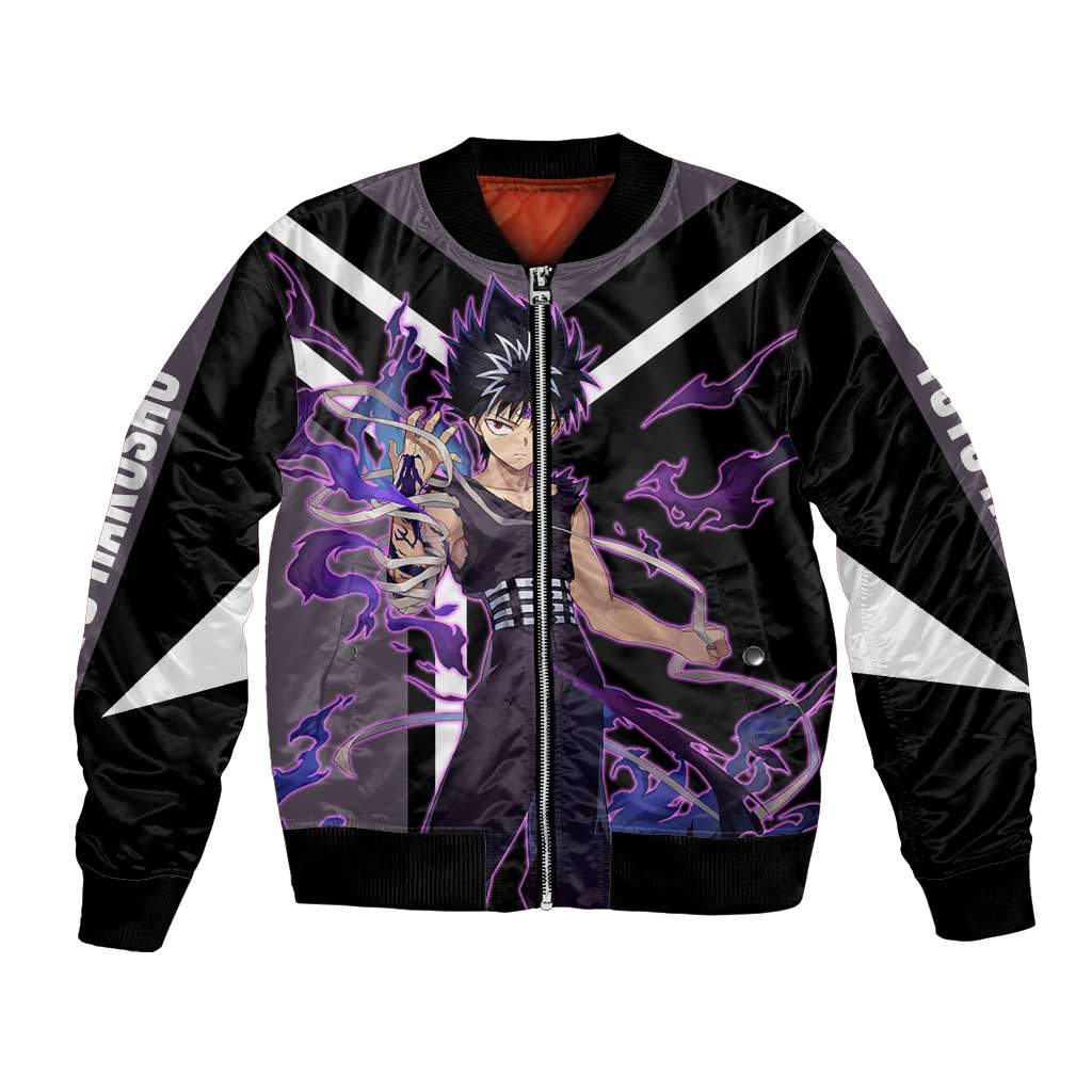 Hiei Yu Yu Hakusho Bomber Jacket with Jagan Eye and Intense Battle Pose Design - The Mazicc