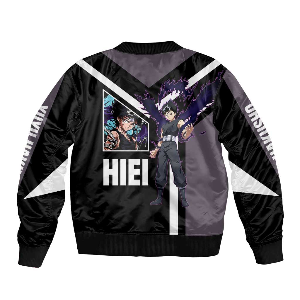 Hiei Yu Yu Hakusho Bomber Jacket with Jagan Eye and Intense Battle Pose Design - The Mazicc