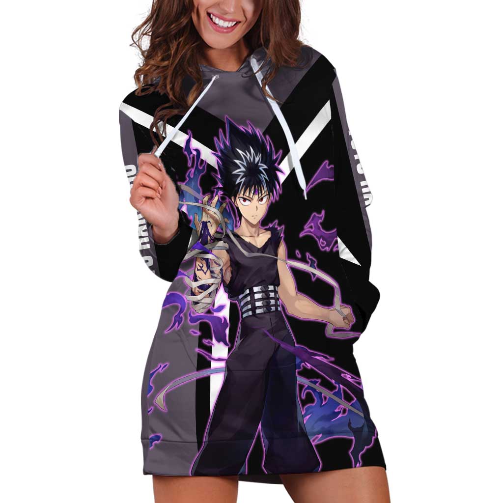 Hiei Yu Yu Hakusho Hoodie Dress with Jagan Eye and Intense Battle Pose Design - The Mazicc