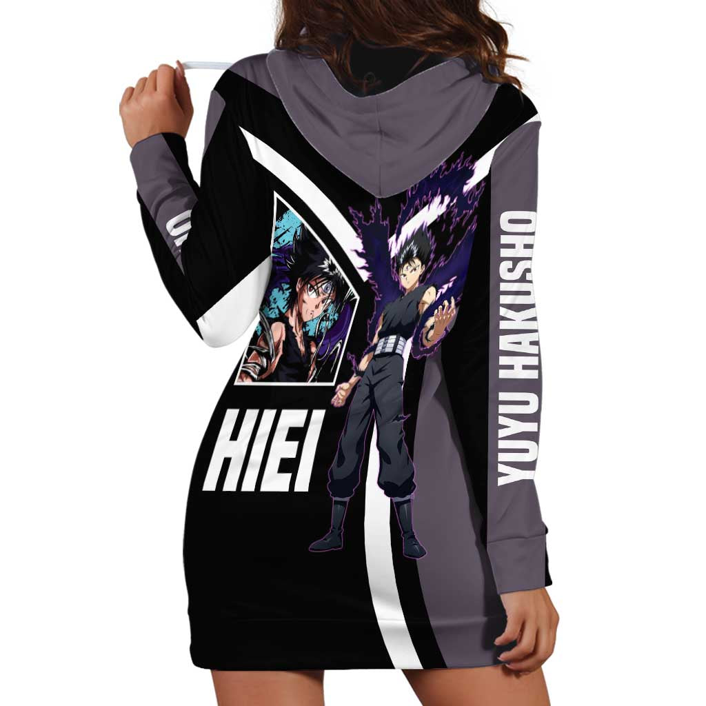 Hiei Yu Yu Hakusho Hoodie Dress with Jagan Eye and Intense Battle Pose Design - The Mazicc