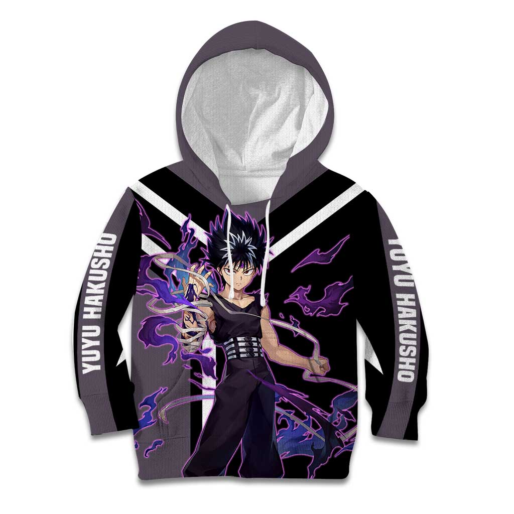 Hiei Yu Yu Hakusho Kid Hoodie with Jagan Eye and Intense Battle Pose Design - The Mazicc