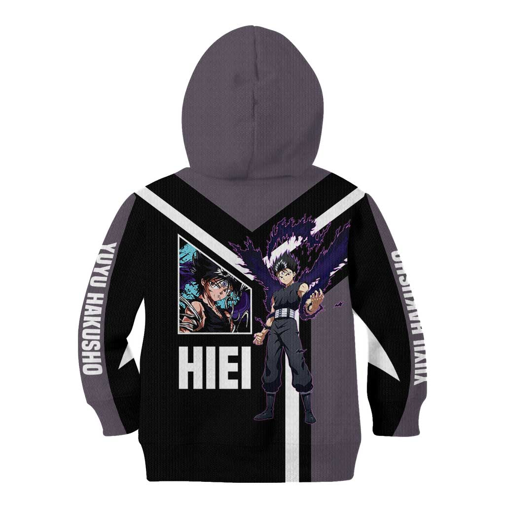 Hiei Yu Yu Hakusho Kid Hoodie with Jagan Eye and Intense Battle Pose Design - The Mazicc