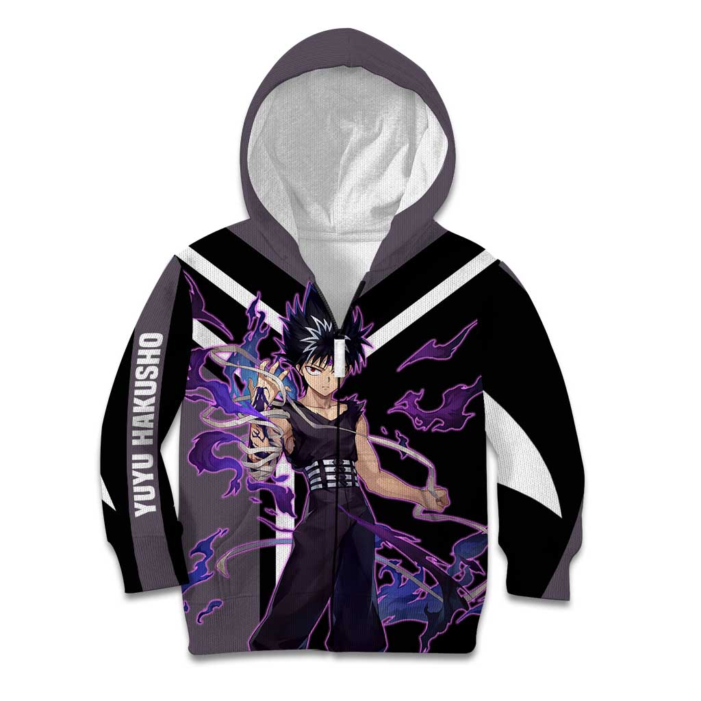 Hiei Yu Yu Hakusho Kid Hoodie with Jagan Eye and Intense Battle Pose Design - The Mazicc