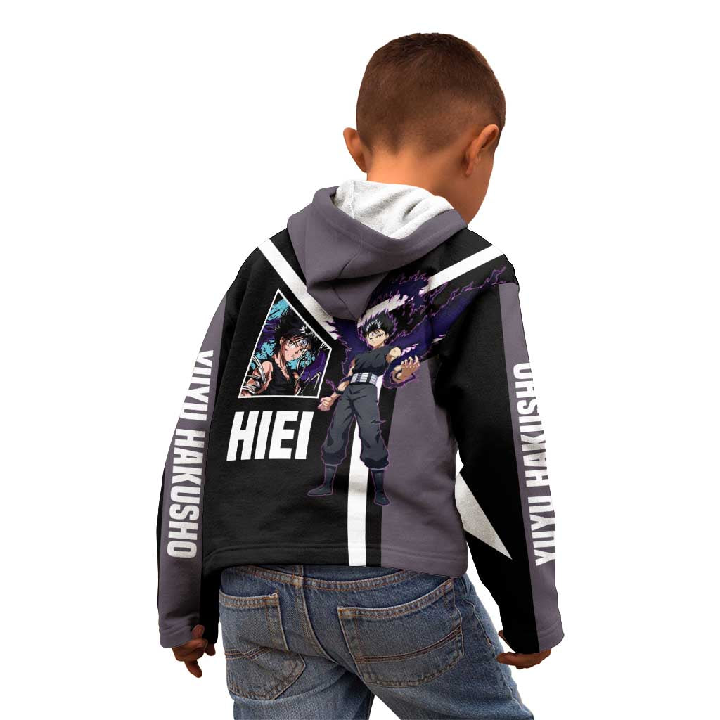 Hiei Yu Yu Hakusho Kid Hoodie with Jagan Eye and Intense Battle Pose Design - The Mazicc