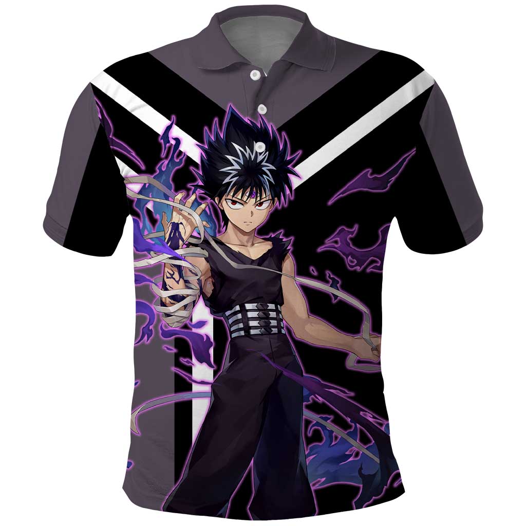 Hiei Yu Yu Hakusho Polo Shirt with Jagan Eye and Intense Battle Pose Design - The Mazicc
