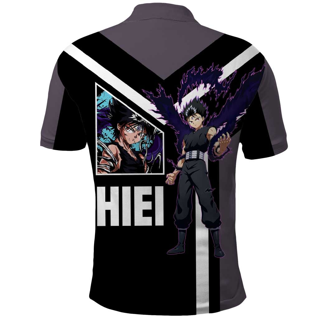 Hiei Yu Yu Hakusho Polo Shirt with Jagan Eye and Intense Battle Pose Design - The Mazicc
