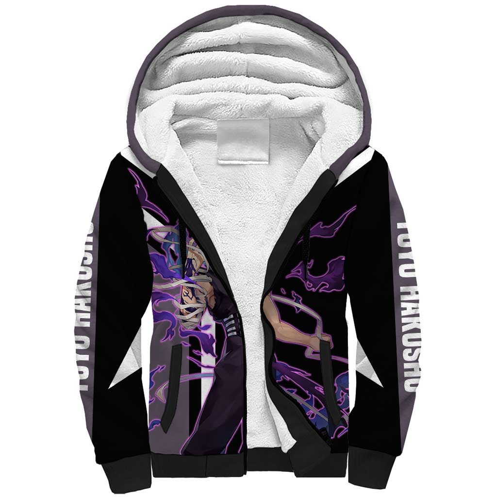 Hiei Yu Yu Hakusho Sherpa Hoodie with Jagan Eye and Intense Battle Pose Design - The Mazicc