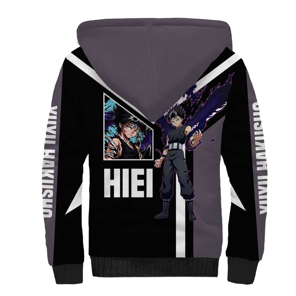 Hiei Yu Yu Hakusho Sherpa Hoodie with Jagan Eye and Intense Battle Pose Design - The Mazicc